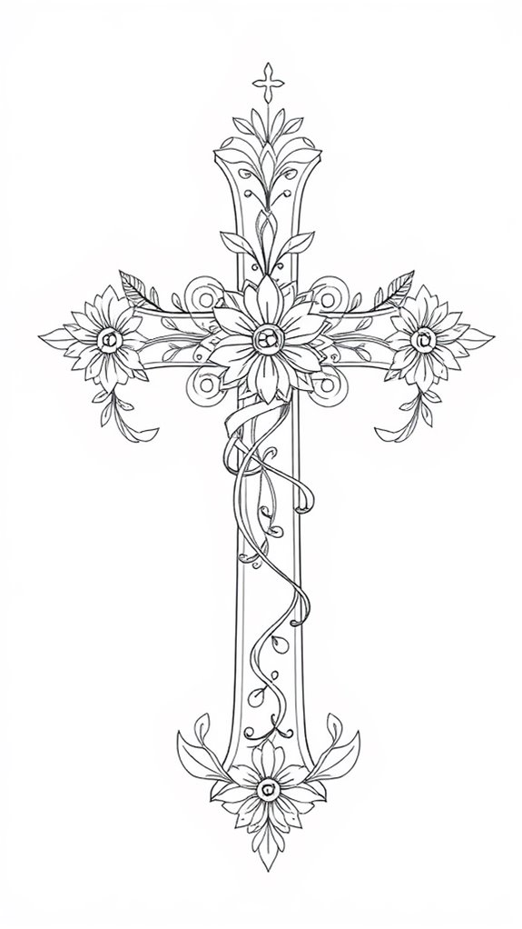 baptism cross line art