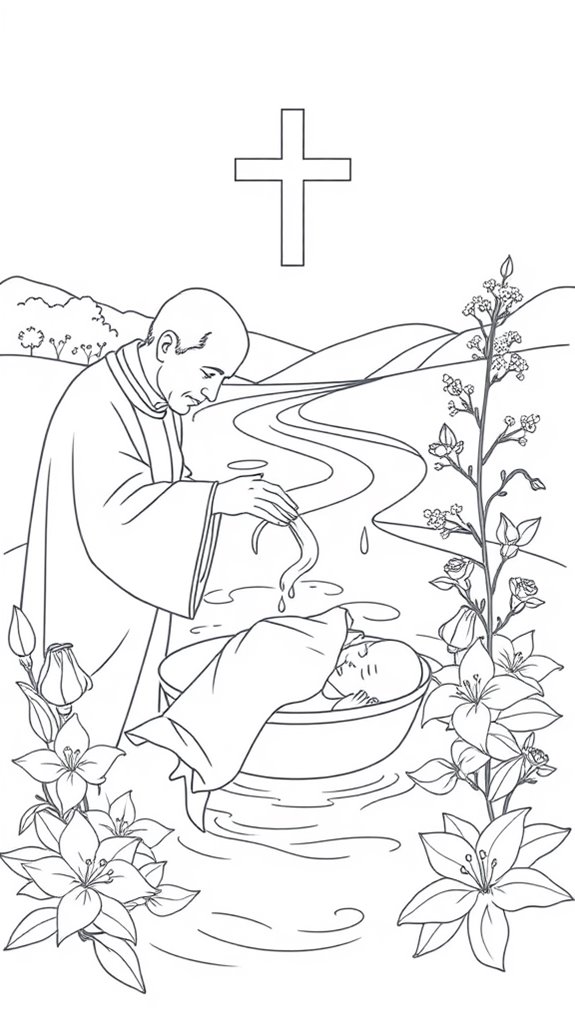 baptism outline drawing design