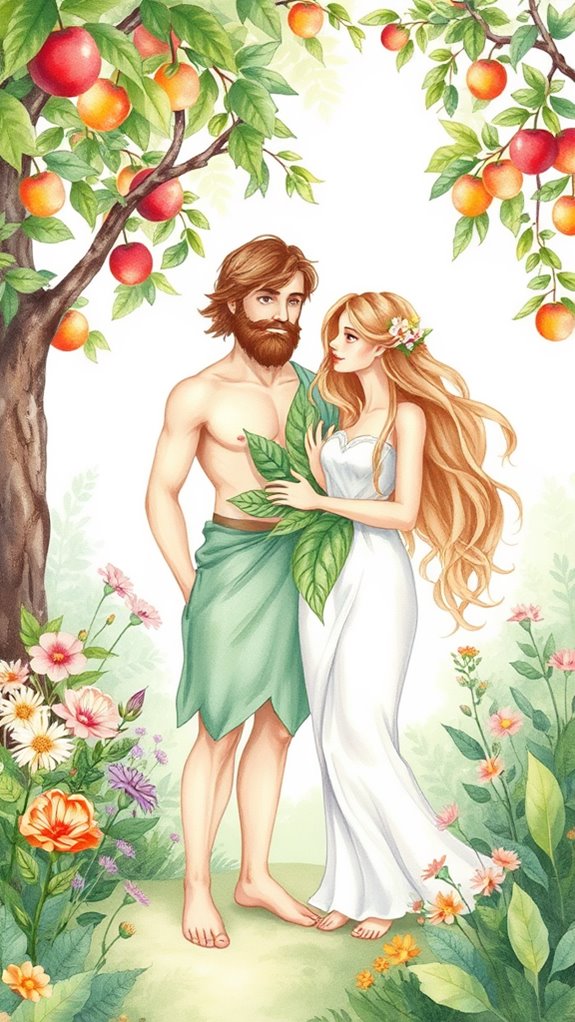 biblical couple watercolor art