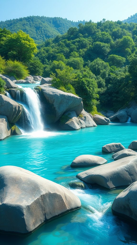 cascading blue water illustration