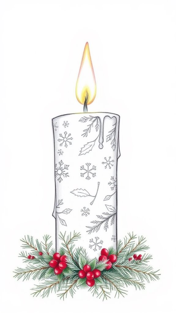 christmas candle sketch design