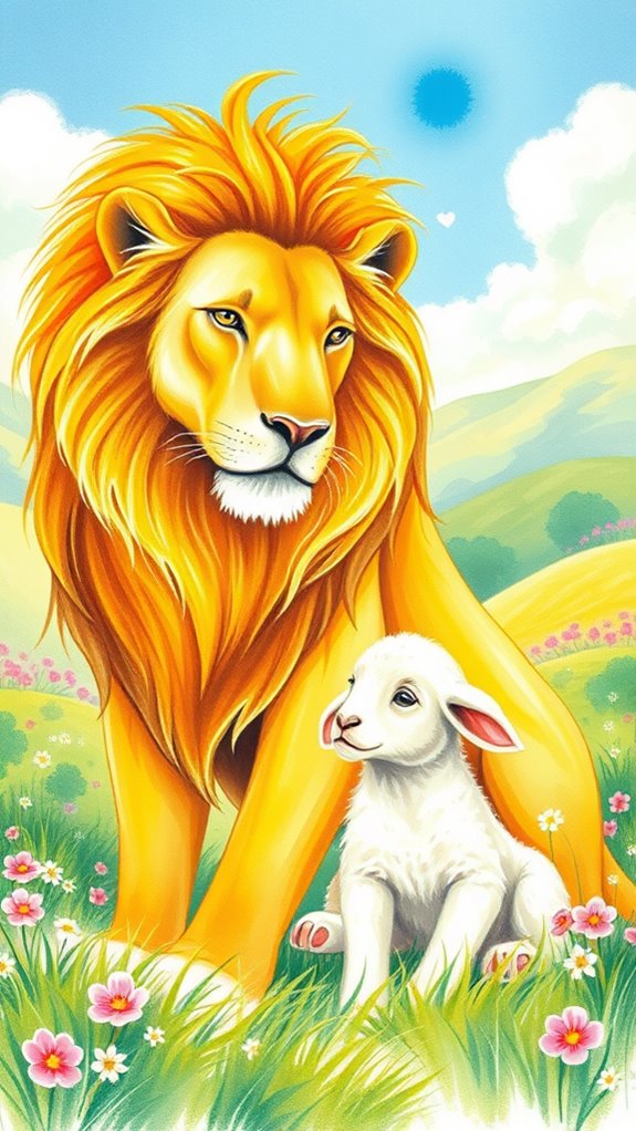 colorful pastel lion lamb