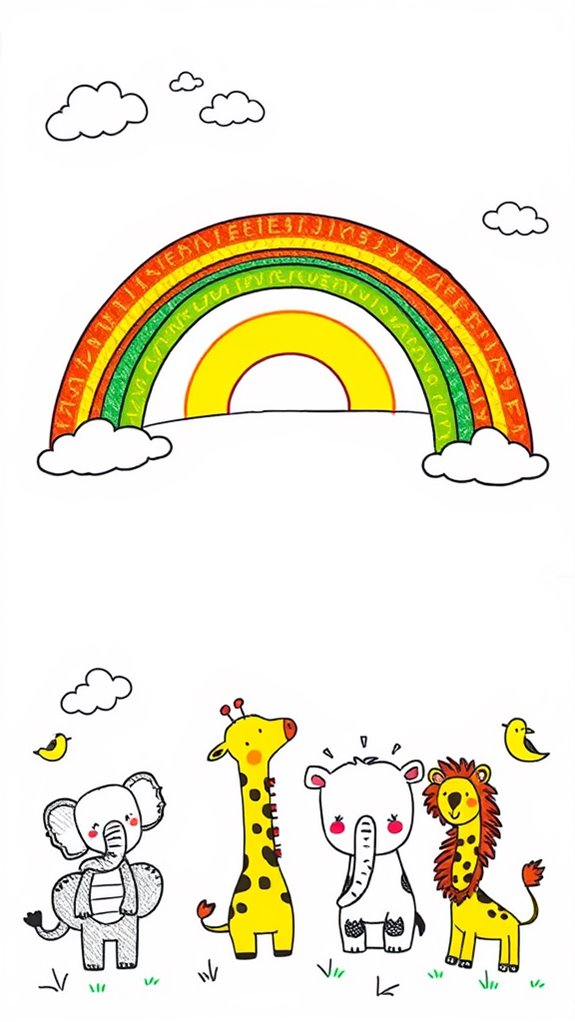 colorful whimsical animal doodles