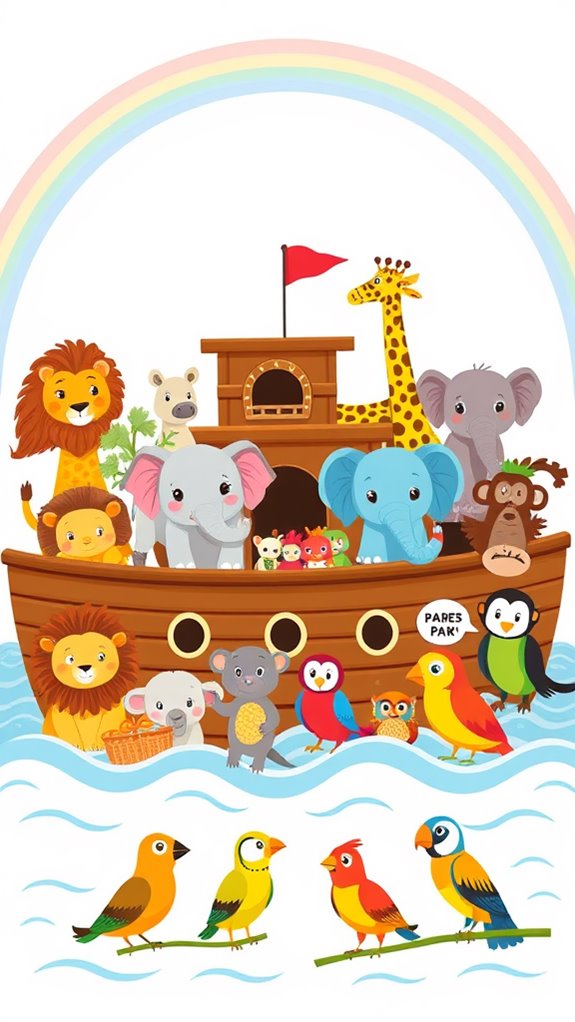 cute animal pair illustrations