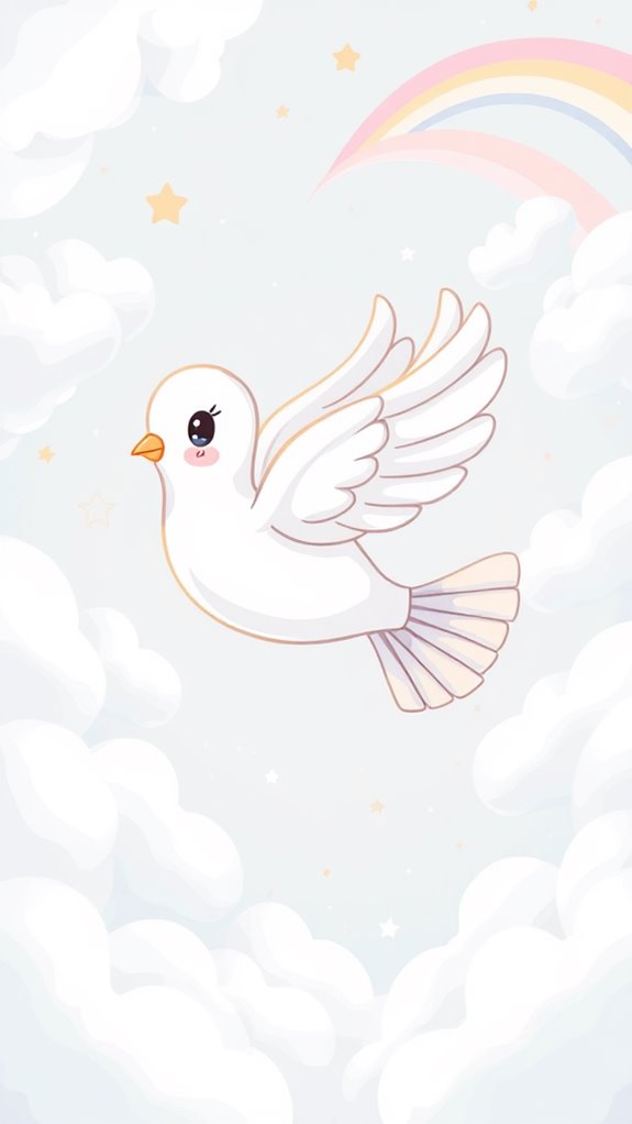 dove among fluffy clouds