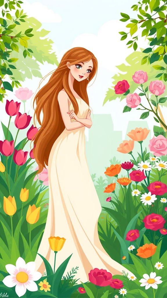 eve adorned with flowers