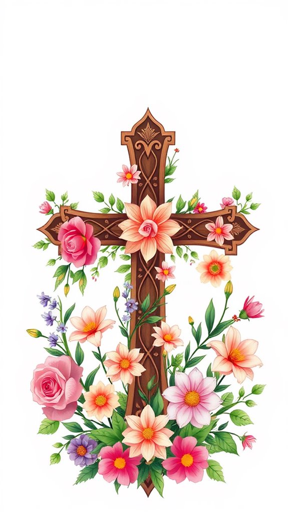 floral cross illustration design