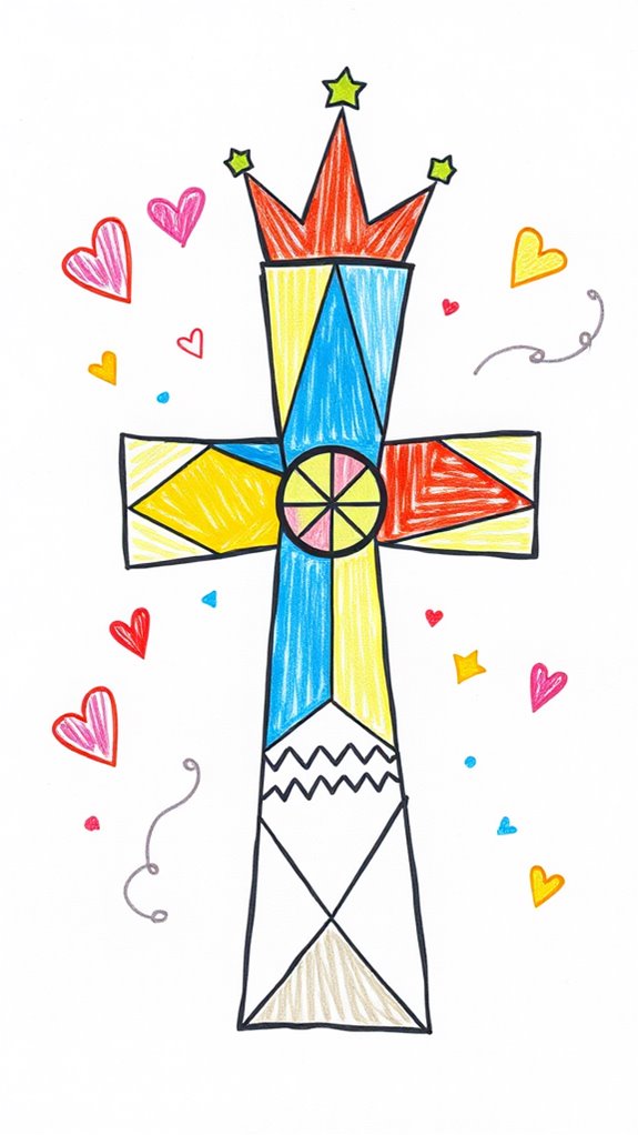 geometric cross and crown