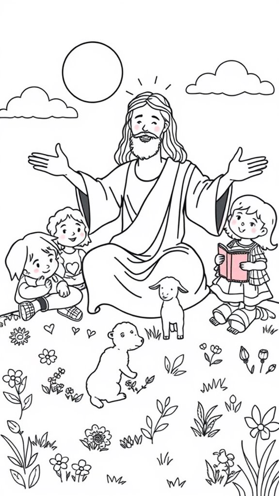 jesus and children coloring