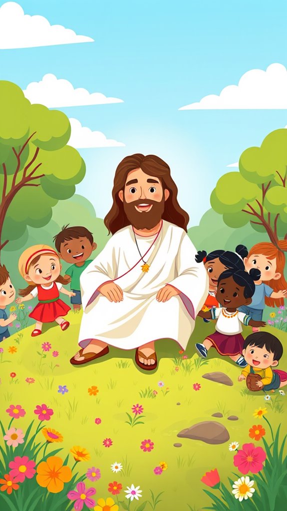 jesus surrounded by children