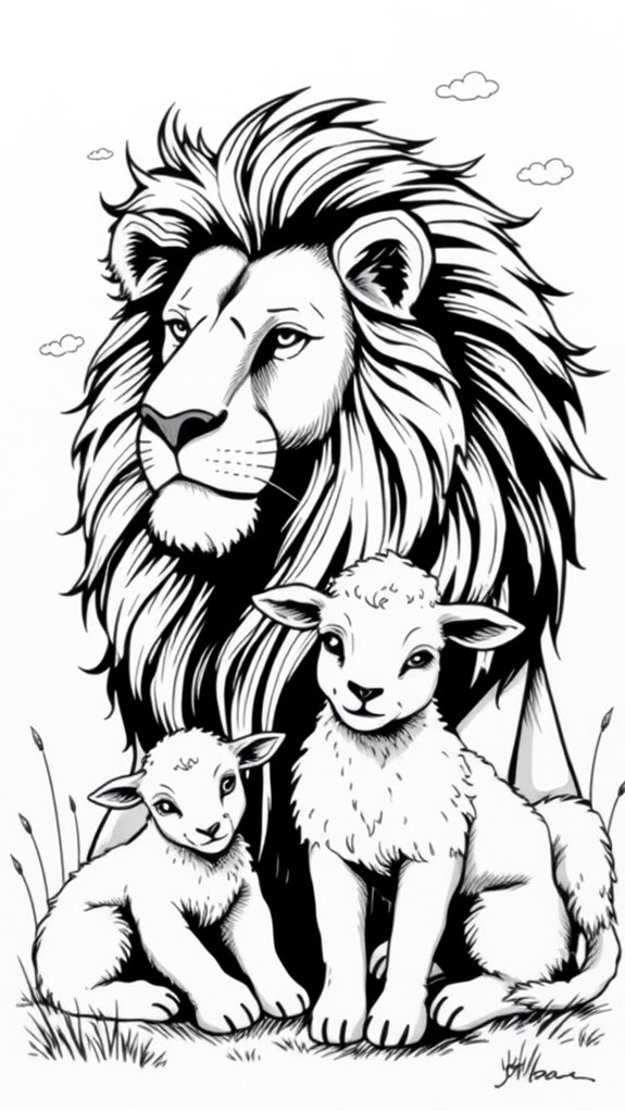 lion and lamb illustration