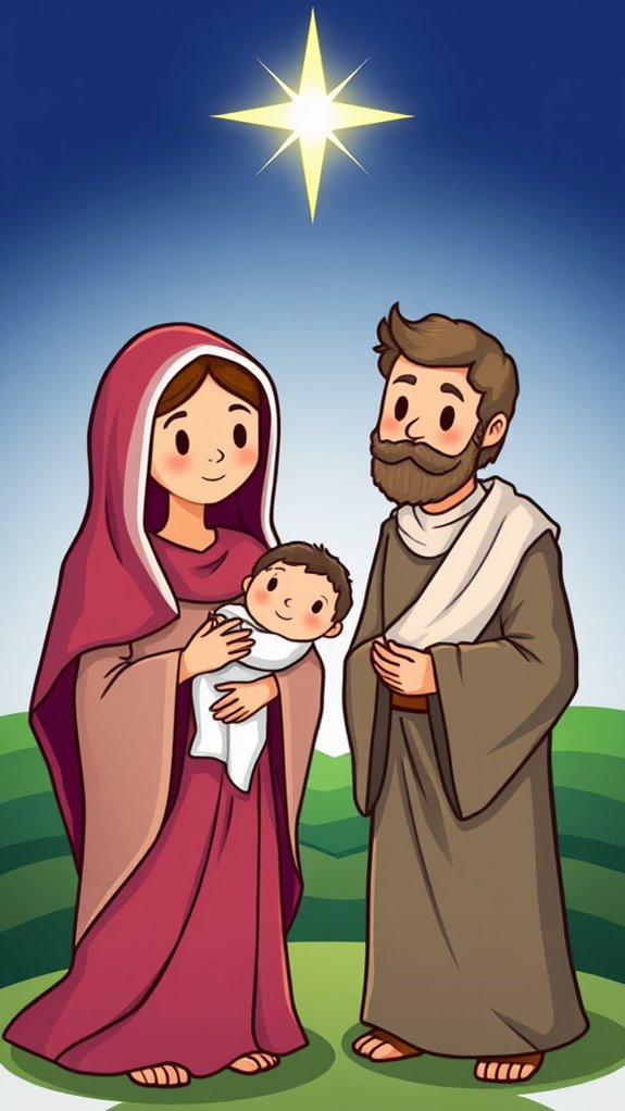 mary and joseph illustration