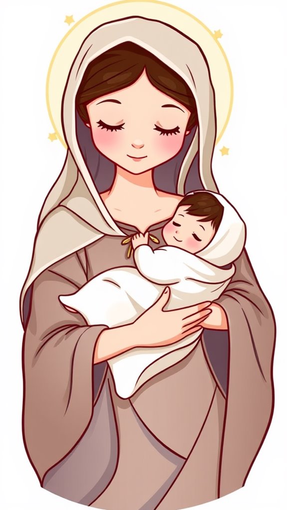 mary holding baby jesus