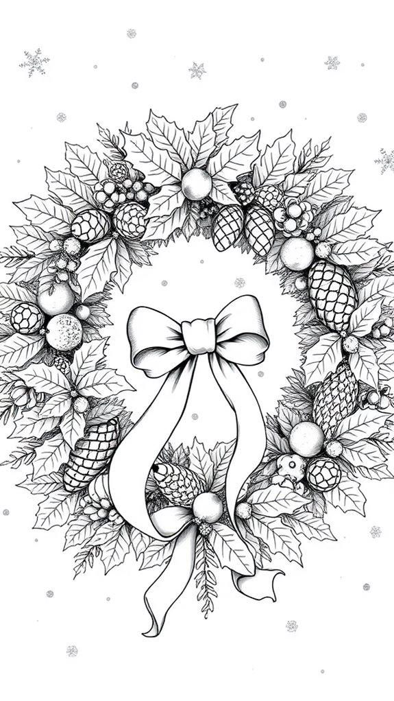 monochrome festive wreath design