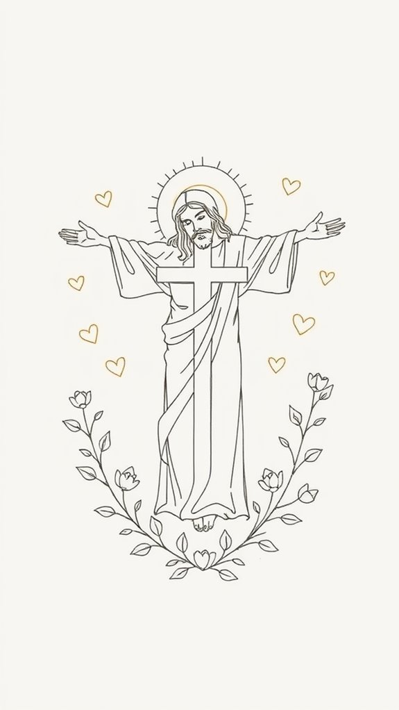 monoline jesus cross artwork