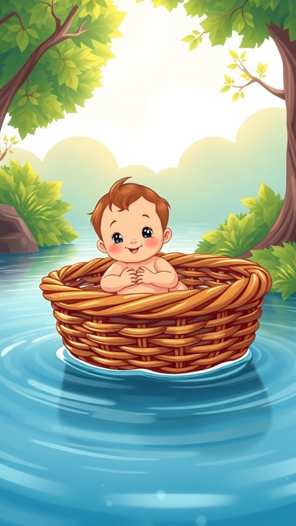 moses floating in river