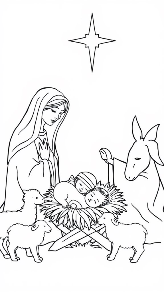 nativity scene line art