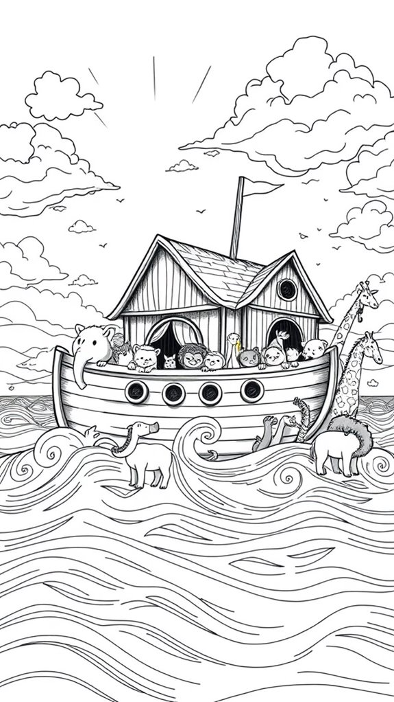 noah s ark monochrome illustration