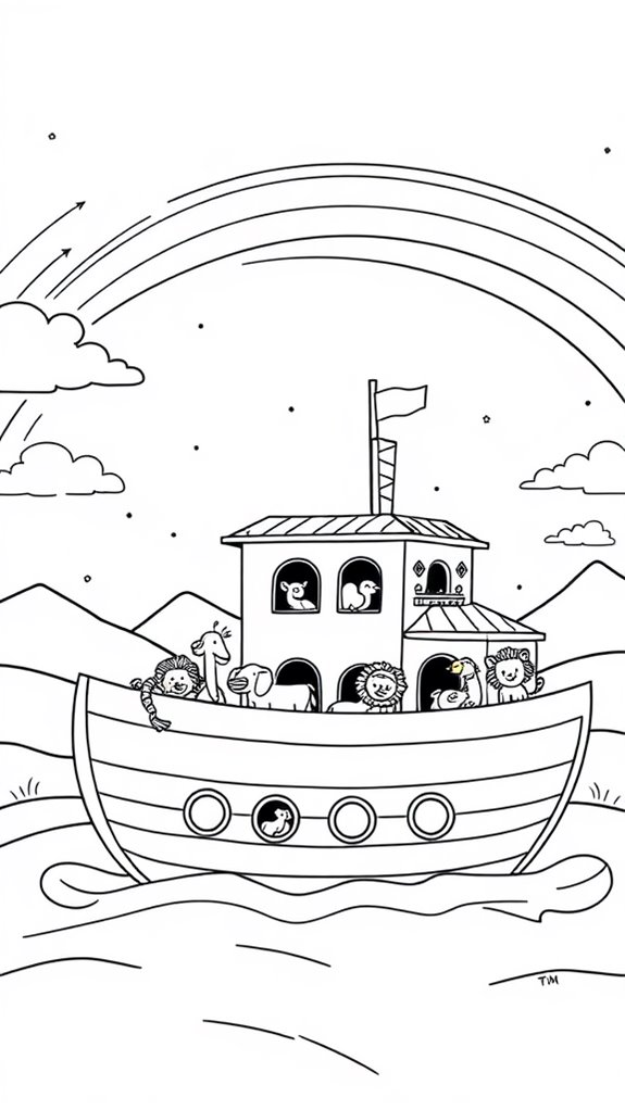 noah s rainbow outline art