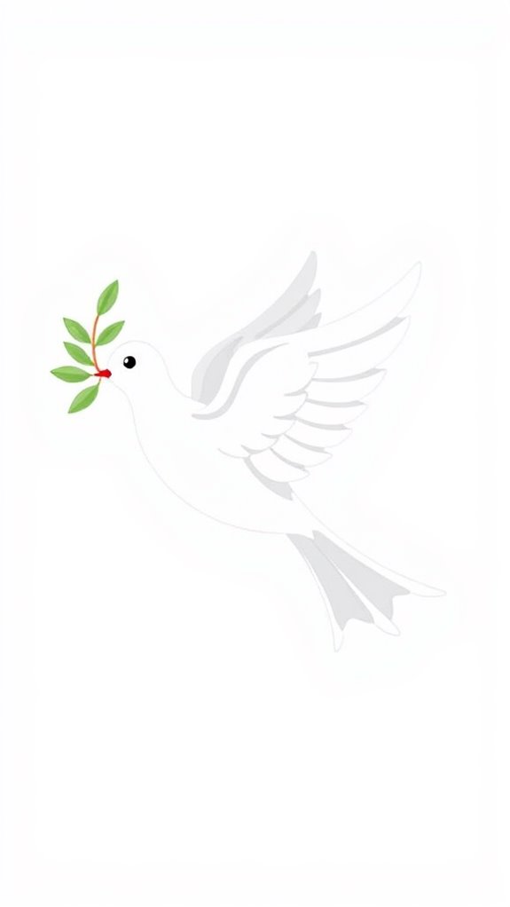 peaceful dove holding branch