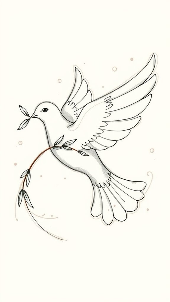 peaceful dove holding olive