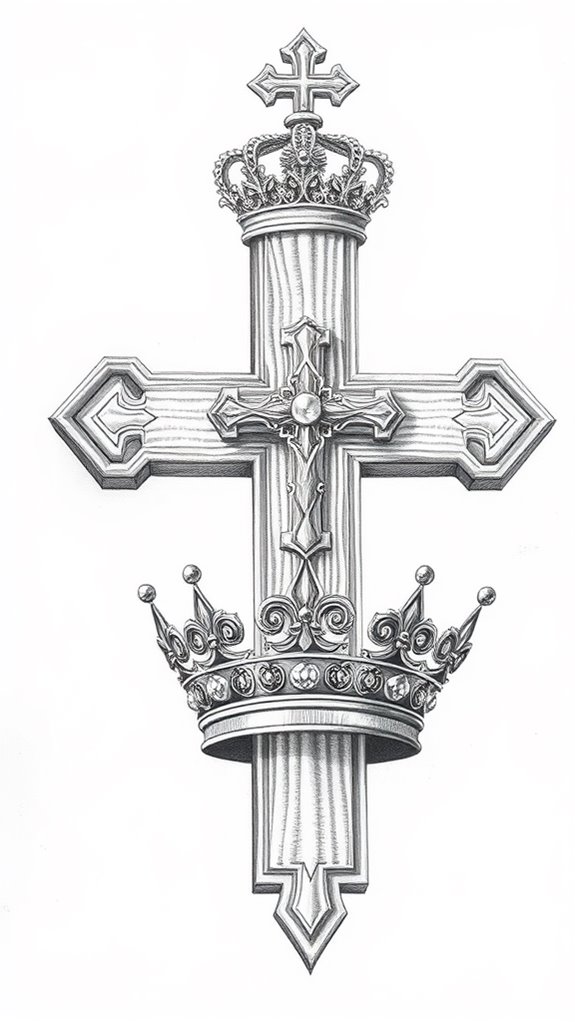 realistic cross and crown