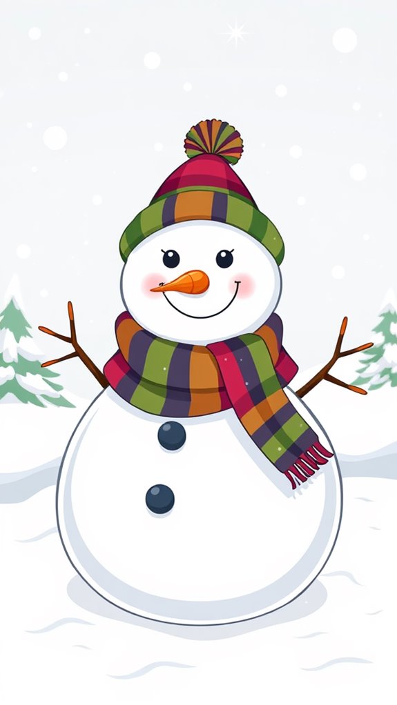 scarf wearing snowman illustration