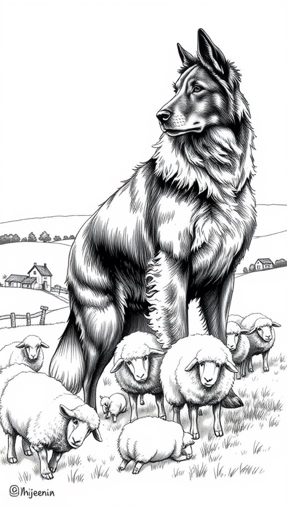 shepherd and sheep drawing