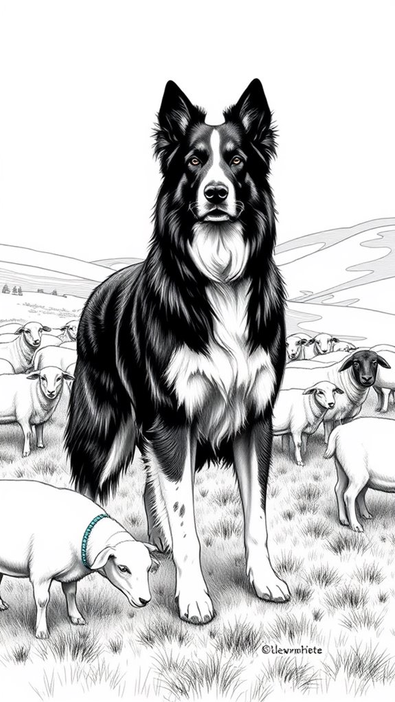 shepherd and sheep illustration