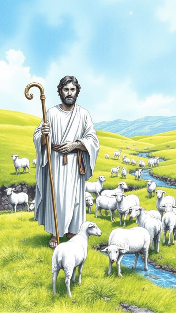 shepherd caring for sheep