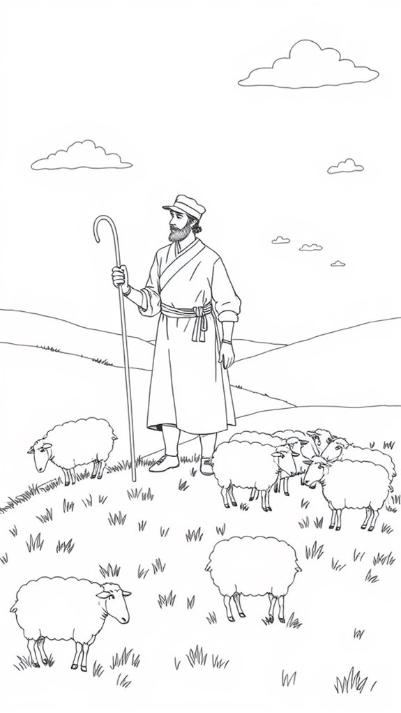 shepherd with sheep illustration