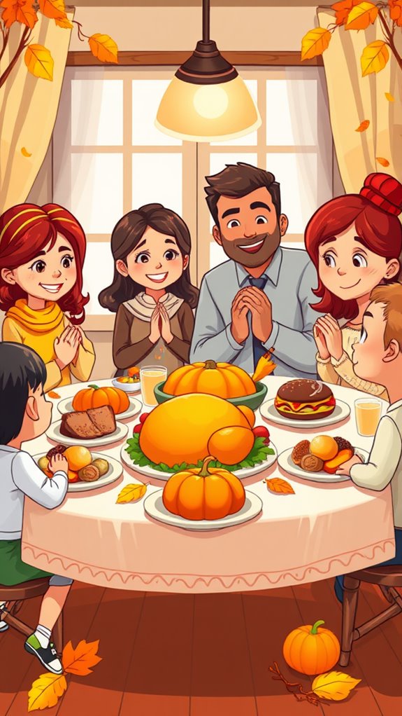 thanksgiving themed family illustrations