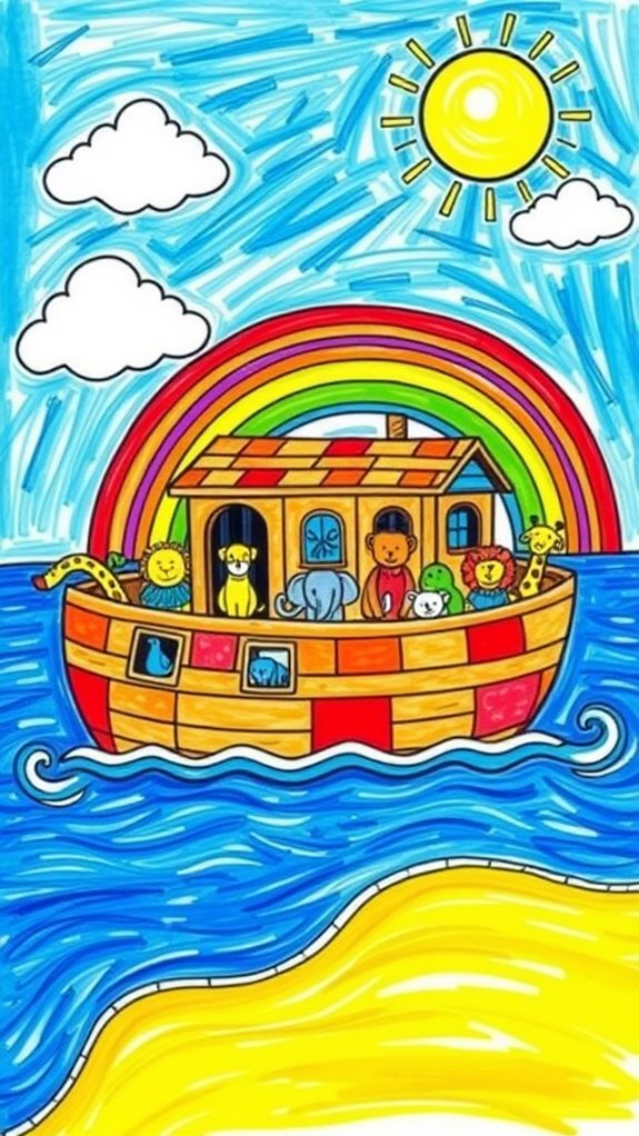 vibrant animals on ark