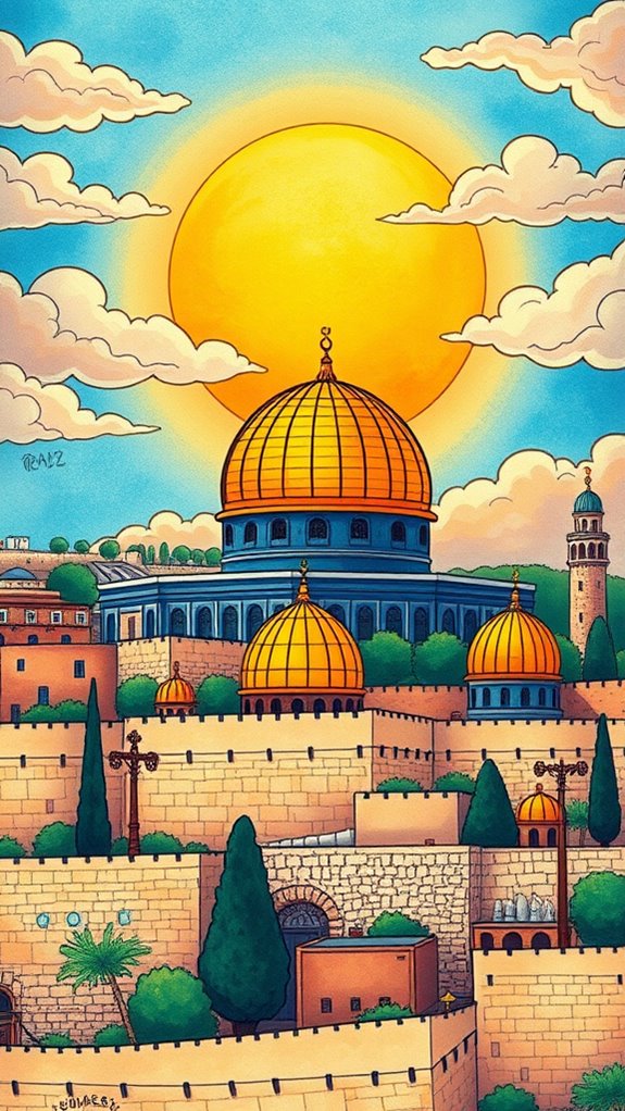 vibrant jerusalem cityscape illustration