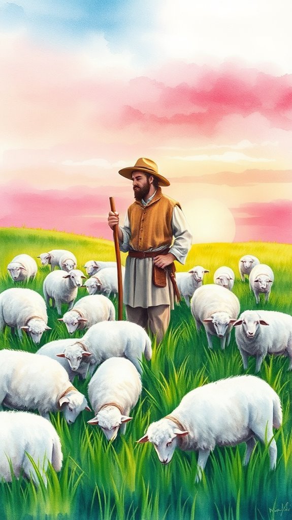 vibrant shepherd and sheep