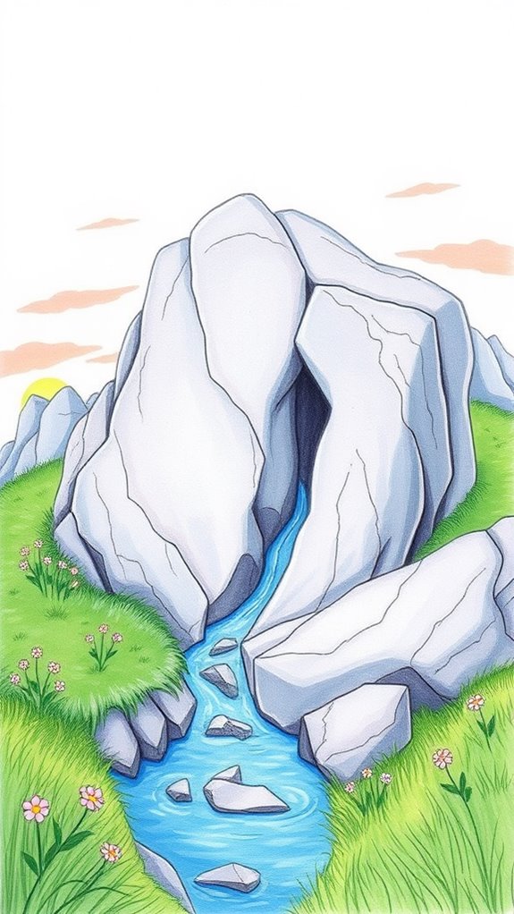 water flowing from rock