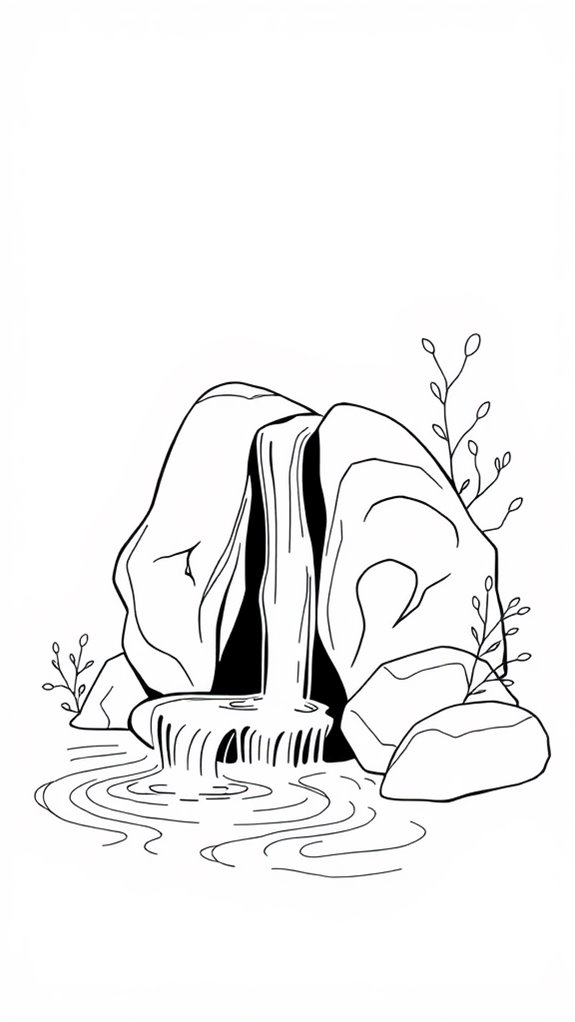 water flowing from rock