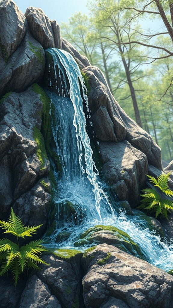 water flowing from rock