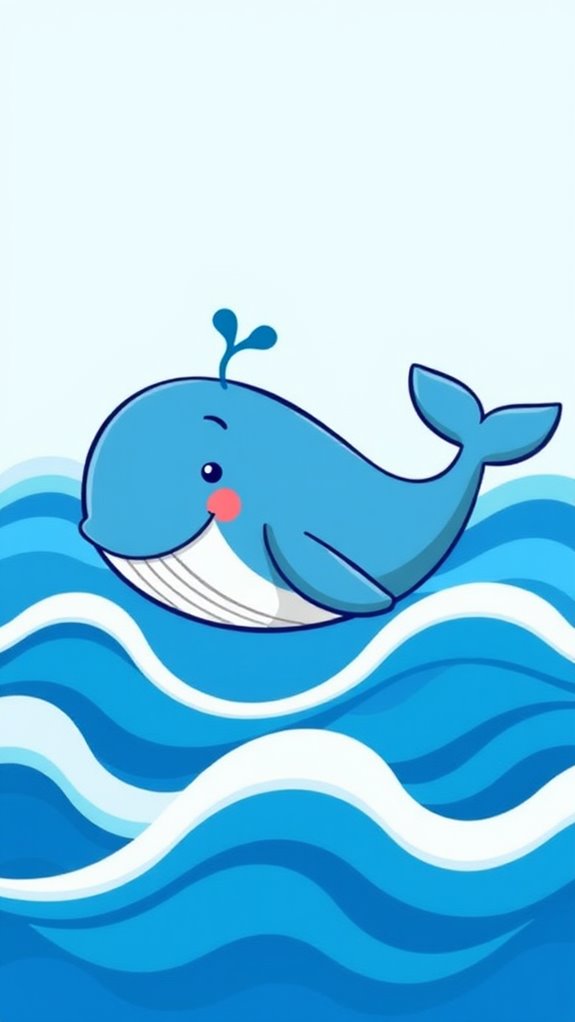 whale swimming in waves