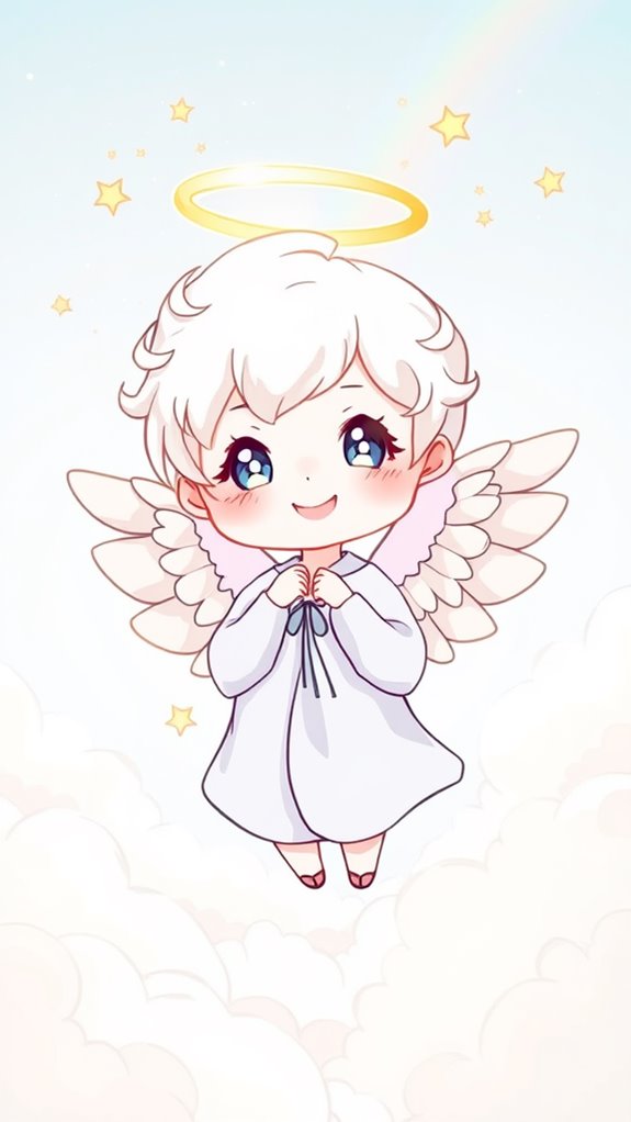 whimsical chibi angel drawing